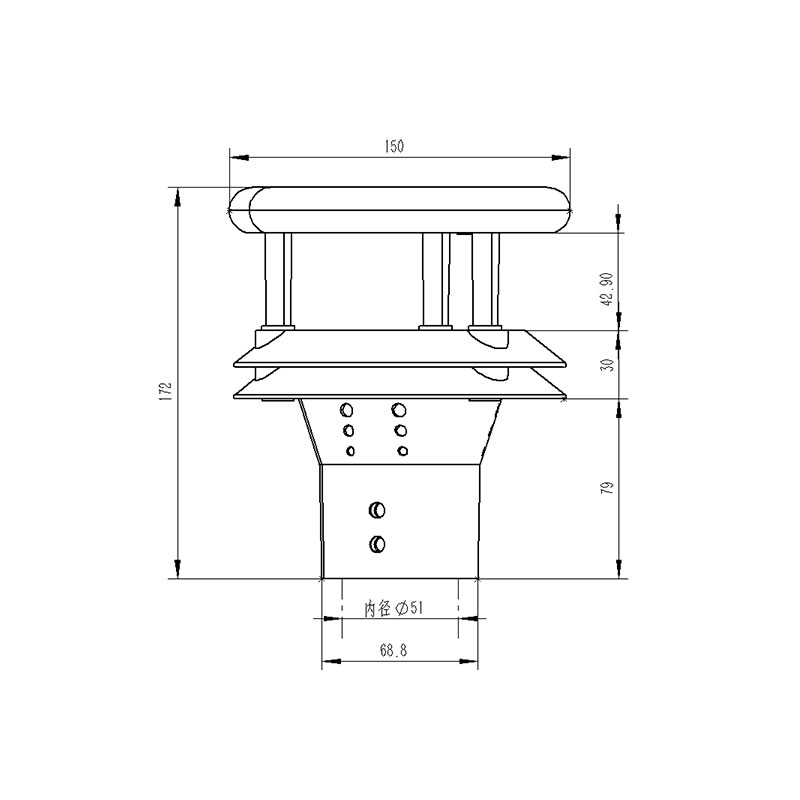 氣象站風向監(jiān)測設備產(chǎn)品尺寸圖